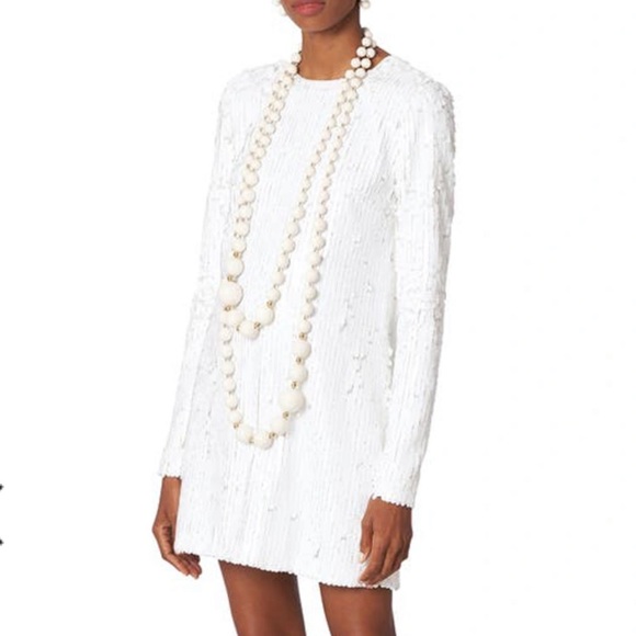 NWT Carolina Herrera Paillette Long Sleeve Shift Dress - Picture 2 of 7